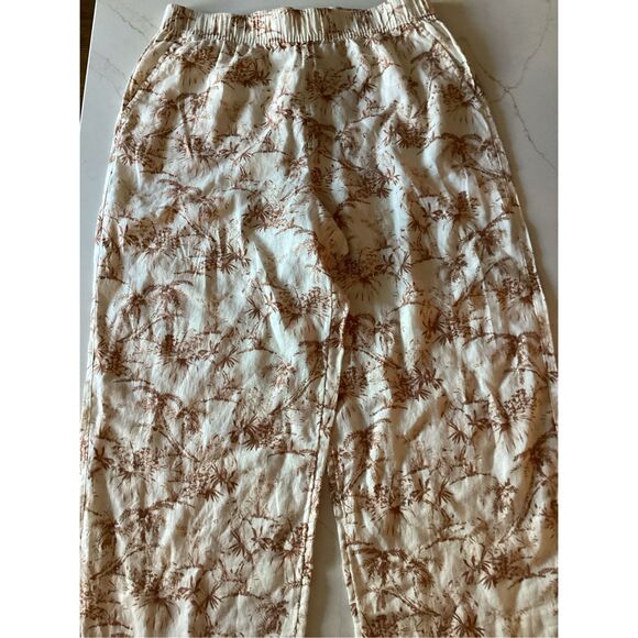 C&C California 100% Linen Wide Leg Cropped Toile Pants Sz XL - Picture 1 of 8